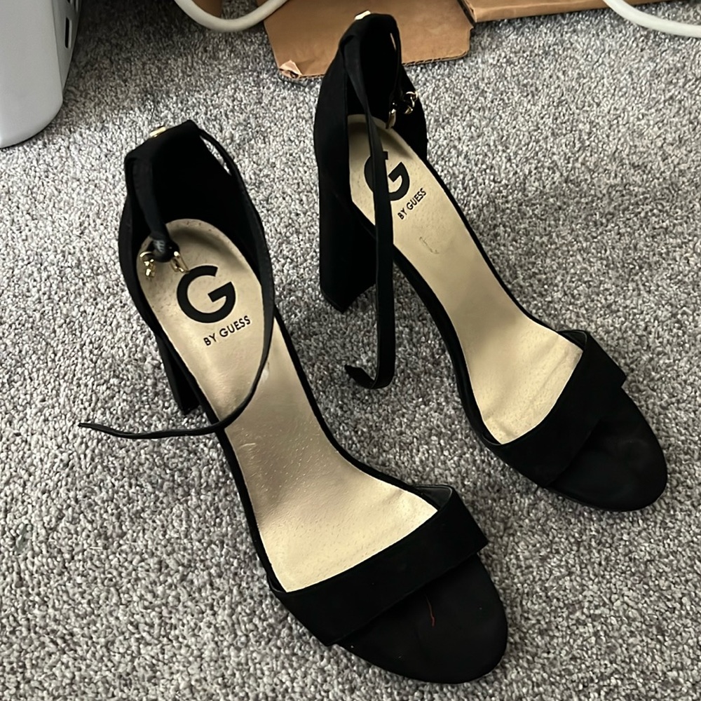Suede Guess Open Toe Block heel